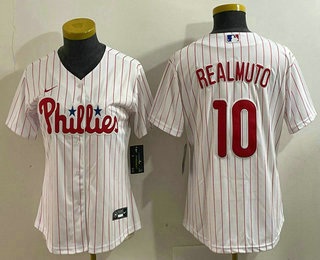 Youth Philadelphia Phillies #10 JT Realmuto White Stitched Cool Base Nike Jersey