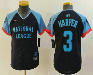 Youth Philadelphia Phillies #3 Bryce Harper Navy 2024 All Star Limited Stitched Jersey