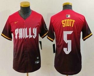 Youth Philadelphia Phillies #5 Bryson Stott Red 2024 City Connect Limited Jersey