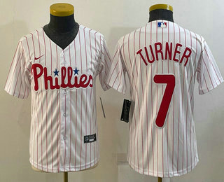 Youth Philadelphia Phillies #7 Trea Turner White Stitched MLB Cool Base Nike Jersey