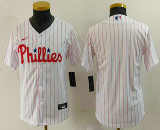 Youth Philadelphia Phillies Blank White Pinstripe Stitched Cool Base Jersey