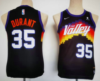 Youth Phoenix Suns #35 Kevin Durant Balck 2022 City Edition Stitched Basketball Jersey