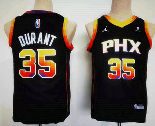 Youth Phoenix Suns #35 Kevin Durant Black Statement Sponsor Icon Swingman Jersey