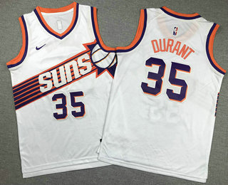 Youth Phoenix Suns #35 Kevin Durant White Icon Swingman Jersey