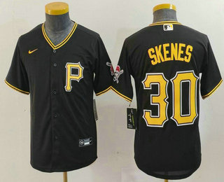 Youth Pittsburgh Pirates #30 Paul Skenes Black Stitched Cool Base Nike Jersey