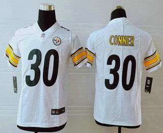 Youth Pittsburgh Steelers #30 James Conner White 2017 Vapor Untouchable Stitched NFL Nike Limited Jersey