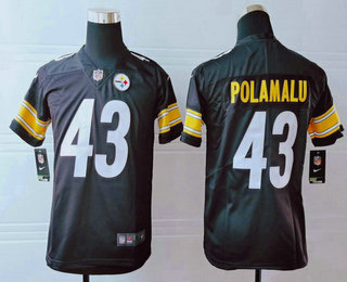 Youth Pittsburgh Steelers #43 Troy Polamalu Black 2017 Vapor Untouchable Stitched NFL Nike Limited Jersey