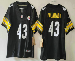 Youth Pittsburgh Steelers #43 Troy Polamalu Black 2023 FUSE Vapor Limited Stitched Jersey