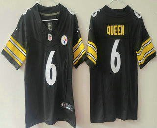 Youth Pittsburgh Steelers #6 Patrick Queen Limited Black FUSE Vapor Jersey