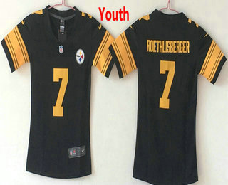 Youth Pittsburgh Steelers #7 Ben Roethlisberger Black 2016 Color Rush Stitched NFL Nike Limited Jersey