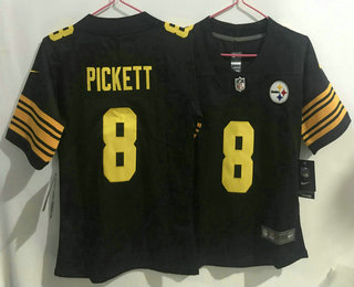 Youth Pittsburgh Steelers #8 Kenny Pickett Black 2016 Color Rush Stitched NFL Nike Limited Jersey