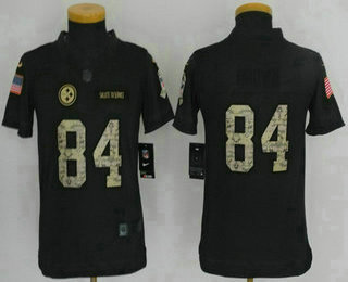 Youth Pittsburgh Steelers #84 Antonio Brown Black Anthracite 2016 Salute To Service Stitched NFL Nike Limited Jersey