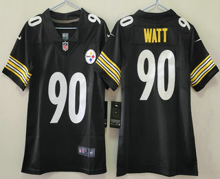 Youth Pittsburgh Steelers #90 TJ Watt Black 2017 Vapor Stitched NFL Limited Jersey