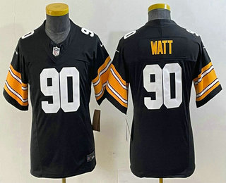 Youth Pittsburgh Steelers #90 TJ Watt Black 2023 FUSE Vapor Limited Stitched Throwback Jersey