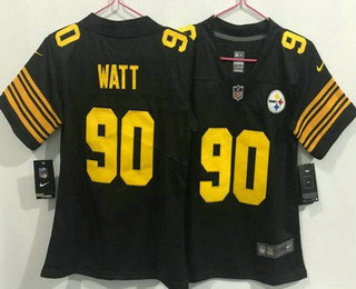 Youth Pittsburgh Steelers #90 TJ Watt Limited Black Throwback Vapor Jersey