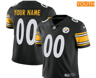 Youth Pittsburgh Steelers Custom Vapor Untouchable Black Team Color NFL Nike Limited Jersey