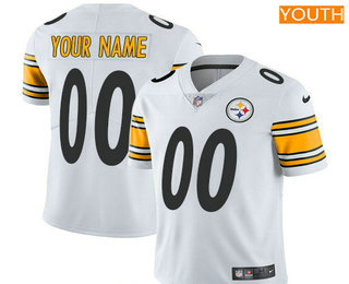 Youth Pittsburgh Steelers Custom Vapor Untouchable White Road NFL Nike Limited Jersey