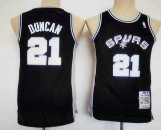Youth San Antonio Spurs #21 Tim Duncan Black 1998-99 Hardwood Classics Soul Swingman Throwback Jersey