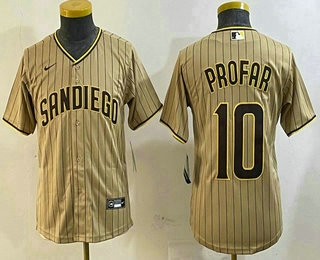 Youth San Diego Padres #10 Jurickson Profar Khaki Team Logo Cool Base Jersey