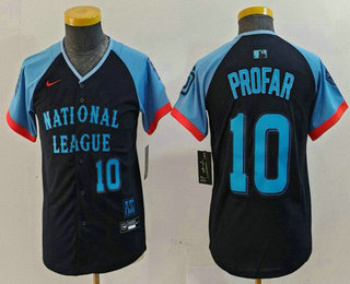 Youth San Diego Padres #10 Jurickson Profar Number Navy 2024 All Star Limited Stitched Jersey