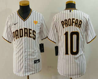 Youth San Diego Padres #10 Jurickson Profar White With PS Patch Cool Base Stitched Jersey