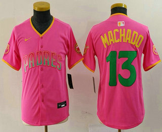 Youth San Diego Padres #13 Manny Machado Pink Fashion Baseball Jersey