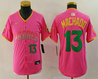 Youth San Diego Padres #13 Manny Machado Pink Player Number Fashion Baseball Jersey