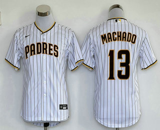 Youth San Diego Padres #13 Manny Machado White Stitched MLB Cool Base Nike Jersey