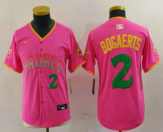 Youth San Diego Padres #2 Xander Bogaerts Pink Player Number Fashion Baseball Jersey