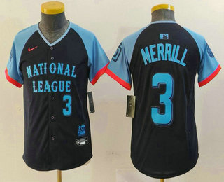 Youth San Diego Padres #3 Jackson Merrill Number Navy 2024 All Star Limited Stitched Jersey