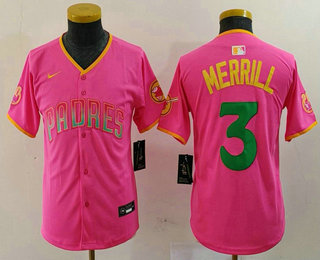 Youth San Diego Padres #3 Jackson Merrill Pink Fashion Baseball Jersey