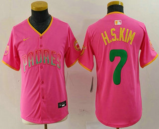 Youth San Diego Padres #7 Ha Seong Kim Pink Fashion Baseball Jersey