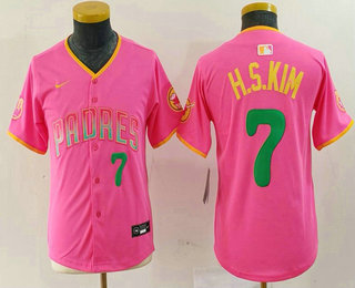 Youth San Diego Padres #7 Ha Seong Kim Pink Player Number Fashion Baseball Jersey