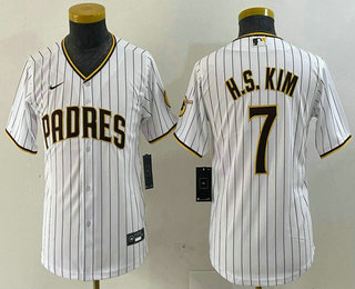 Youth San Diego Padres #7 Ha Seong Kim White Stitched Cool Base Nike Jersey