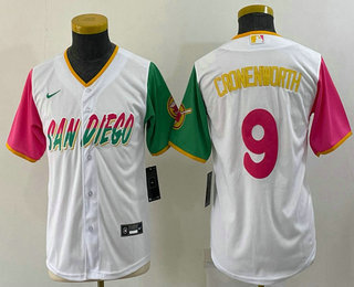 Youth San Diego Padres #9 Jake Cronenworth White 2022 City Connect Cool Base Stitched Jersey
