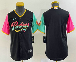 Youth San Diego Padres Blank Brack NEW 2023 City Connect Cool Base Stitched Jersey 01