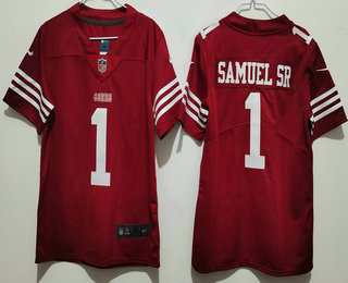 Youth San Francisco 49ers #1 Deebo Samuel Sr Red 2024 Vapor Limited Stitched Jersey