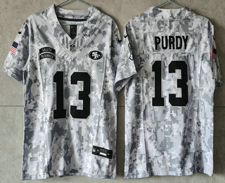 Youth San Francisco 49ers #13 Brock Purdy 2024 FUSE Arctic Camo Salute to Service Limited Stitched Jersey