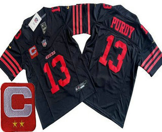 Youth San Francisco 49ers #13 Brock Purdy Limited Black 2024 C Patch FUSE Vapor Jersey