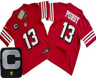 Youth San Francisco 49ers #13 Brock Purdy Limited Red Throwback C Patch FUSE Vapor Jersey