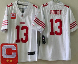 Youth San Francisco 49ers #13 Brock Purdy Limited White 2024 C Patch Vapor Jersey