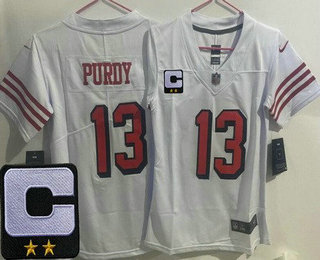 Youth San Francisco 49ers #13 Brock Purdy Limited White Throwback 2024 C Patch Vapor Jersey