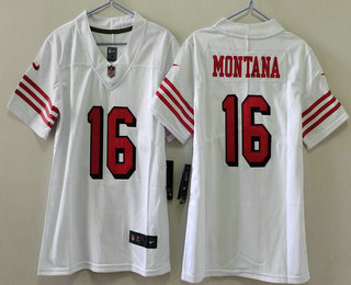 Youth San Francisco 49ers #16 Joe Montana White 2023 Color Rush Vapor Limited Jersey