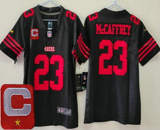 Youth San Francisco 49ers #23 Christian McCaffrey Limited Black C Patch Vapor Jersey