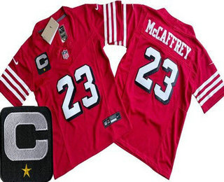 Youth San Francisco 49ers #23 Christian McCaffrey Limited Red Throwback C Patch FUSE Vapor Jersey