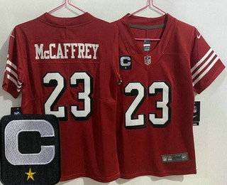 Youth San Francisco 49ers #23 Christian McCaffrey Limited Red Throwback C Patch Vapor Jersey