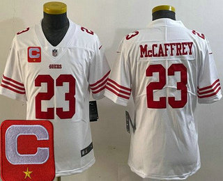 Youth San Francisco 49ers #23 Christian McCaffrey Limited White C Patch Vapor Jersey