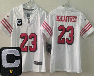 Youth San Francisco 49ers #23 Christian McCaffrey Limited White Throwback C Patch Vapor Jersey