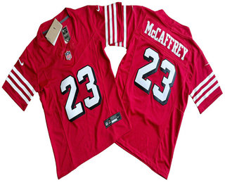 Youth San Francisco 49ers #23 Christian McCaffrey Red 2023 FUSE Color Rush Vapor Limited Jersey