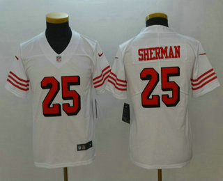 Youth San Francisco 49ers #25 Richard Sherman White 2018 Color Rush Vapor Untouchable Limited Jersey